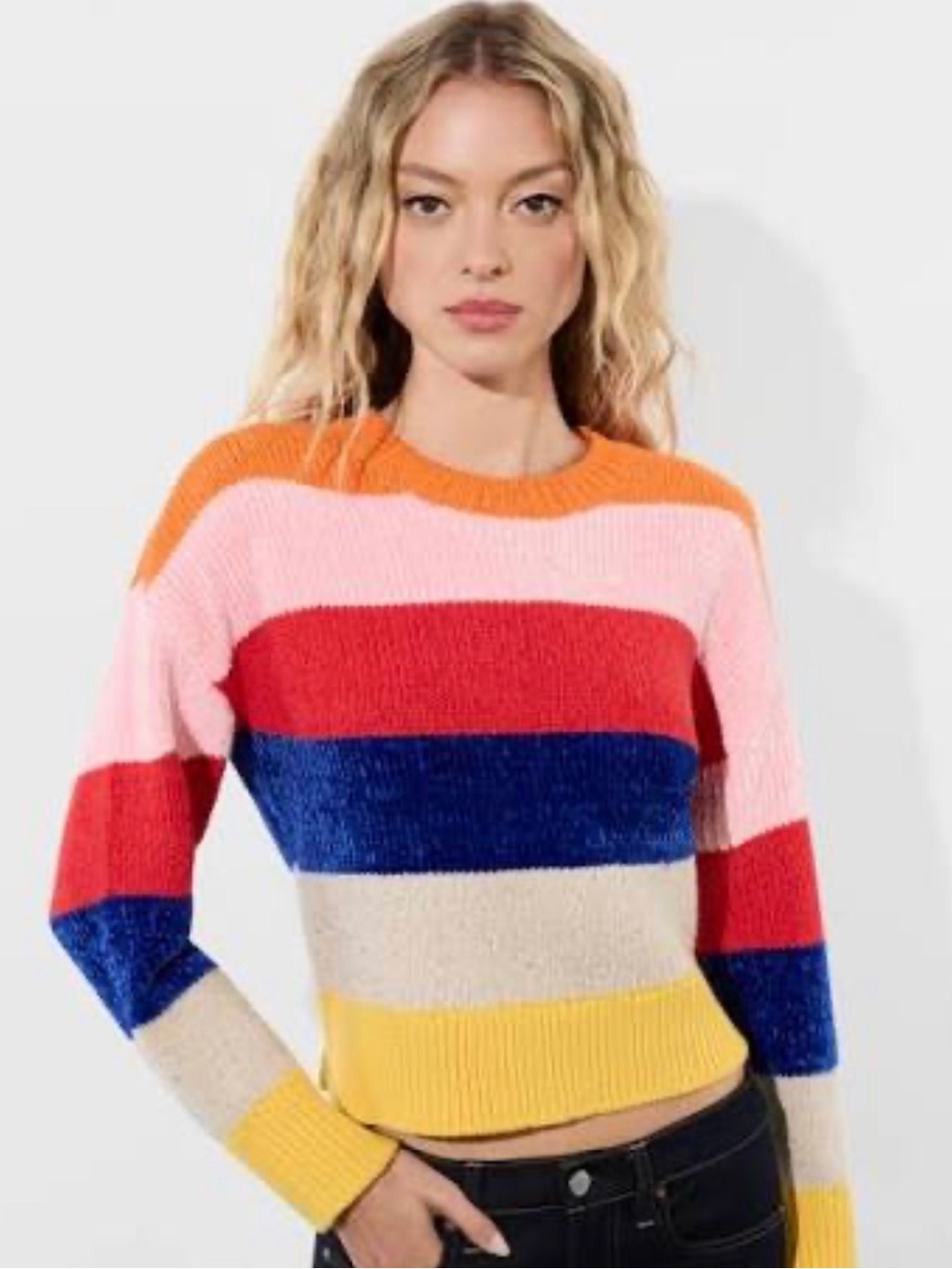 Alice + Olivia Louie Multicolor Striped Ribbed-Knit Sweater/Pullover xs like new